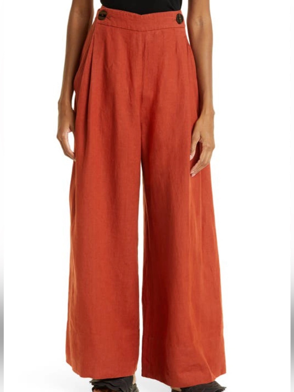 Farm Rio Wide Leg Linen Pants In Brown Size Small
